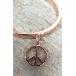 Bracelet jonc gravé "L'AMOUR C'EST COMME LE POKER NO LIMIT " Médaillon Peace -FY Faucogney