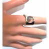 Bague large en métal argenté et pierre en suspension - Bijoux Brin d'Amour