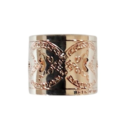 Bague jonc en métal argenté à reflets cuivrés - Brin d'Amour