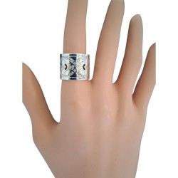 Bague jonc en métal argenté à reflets cuivrés - Brin d'Amour