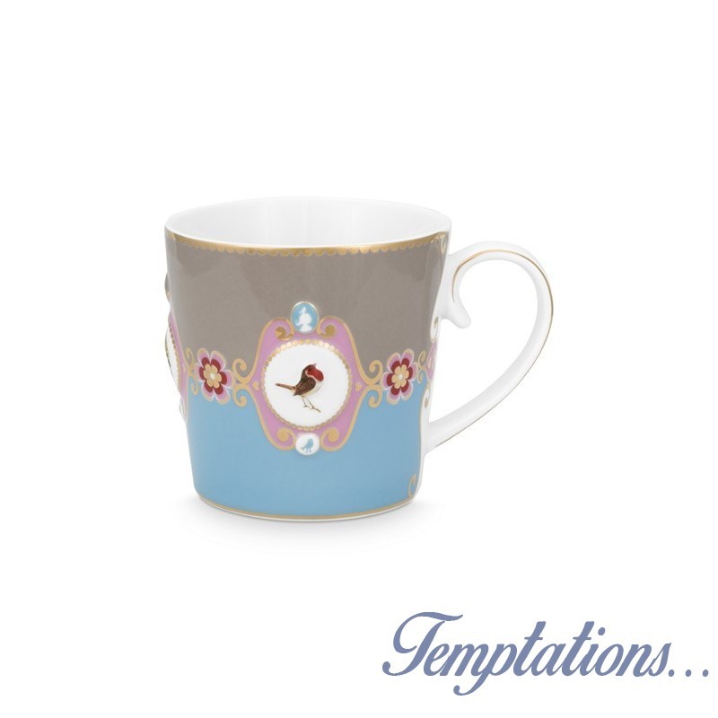 Grand mug médaillon Pip Studio love birds bleu/kaki