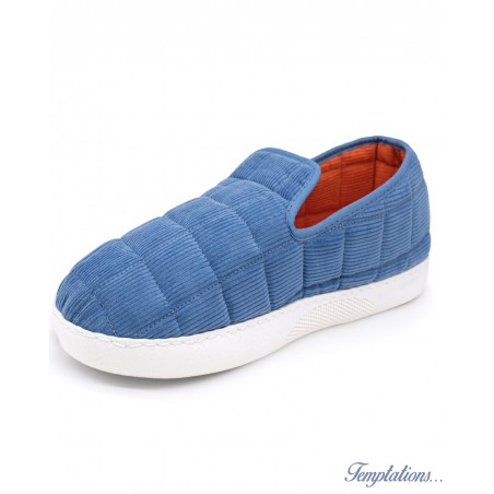 Chausson Igloo velours Jean/Orange