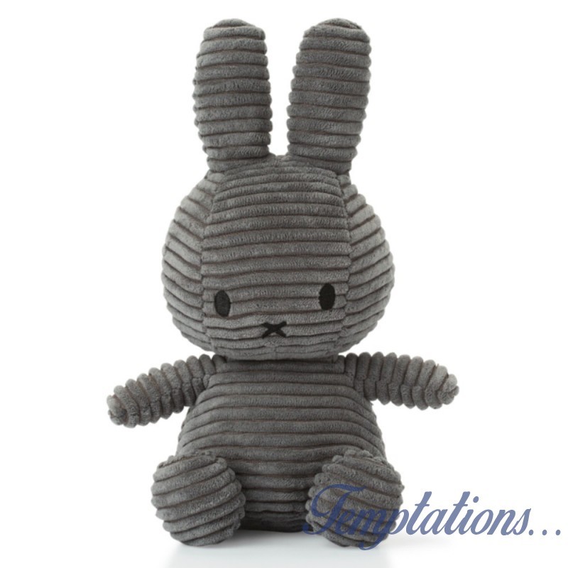 Peluche Miffy Lapin en velours côtelé gris foncé