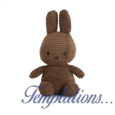 Peluche Miffy Lapin en velours côtelé marron