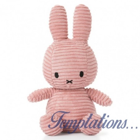 Peluche Miffy Lapin en velours côtelé rose