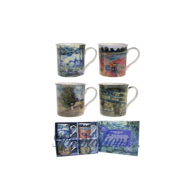 Set 4 mugs en porcelaine Claude Monet de 300ml