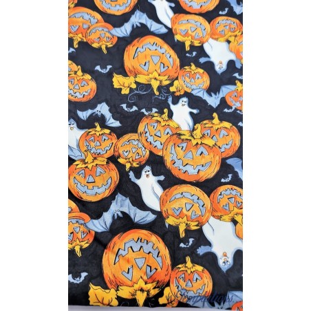 Coupon de tissu halloween citrouilles et fantômes