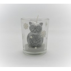 Verre votive avec bougie hibou