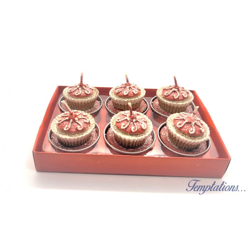 Boite de 6 mini bougies en forme de Cupcake