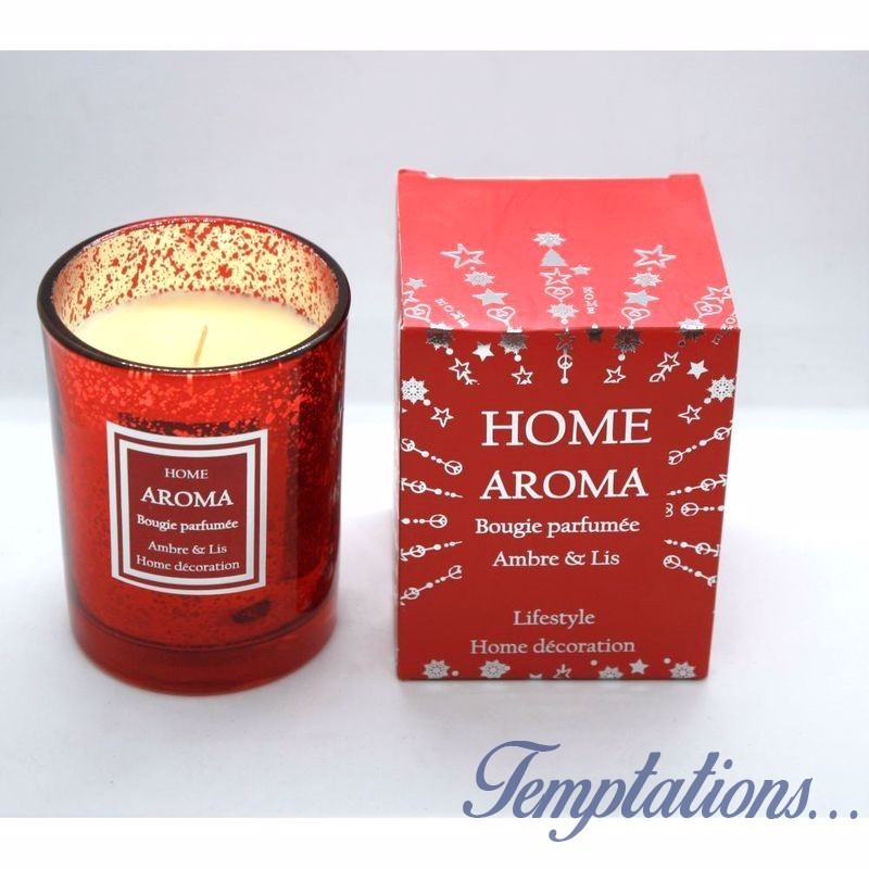 Bougie parfumée Ambre et Lis Home Aroma rouge