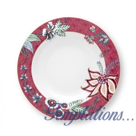 Assiette creuse Flower Festival Dark Pink- 21,5 cm-Pip Studio