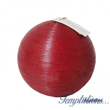 Bougie boule 10cm soie Rouge